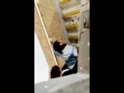 スマホ個人撮影　たぶん学生…？？裏階段で立ちバックSEXしてる青姦カップルを盗撮。